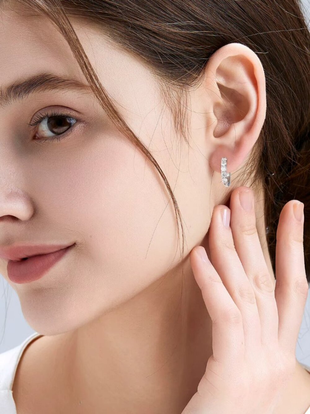 Moissanite Hoop Earrings Silver GRA Certified Passes Tester Womens Waterproof
